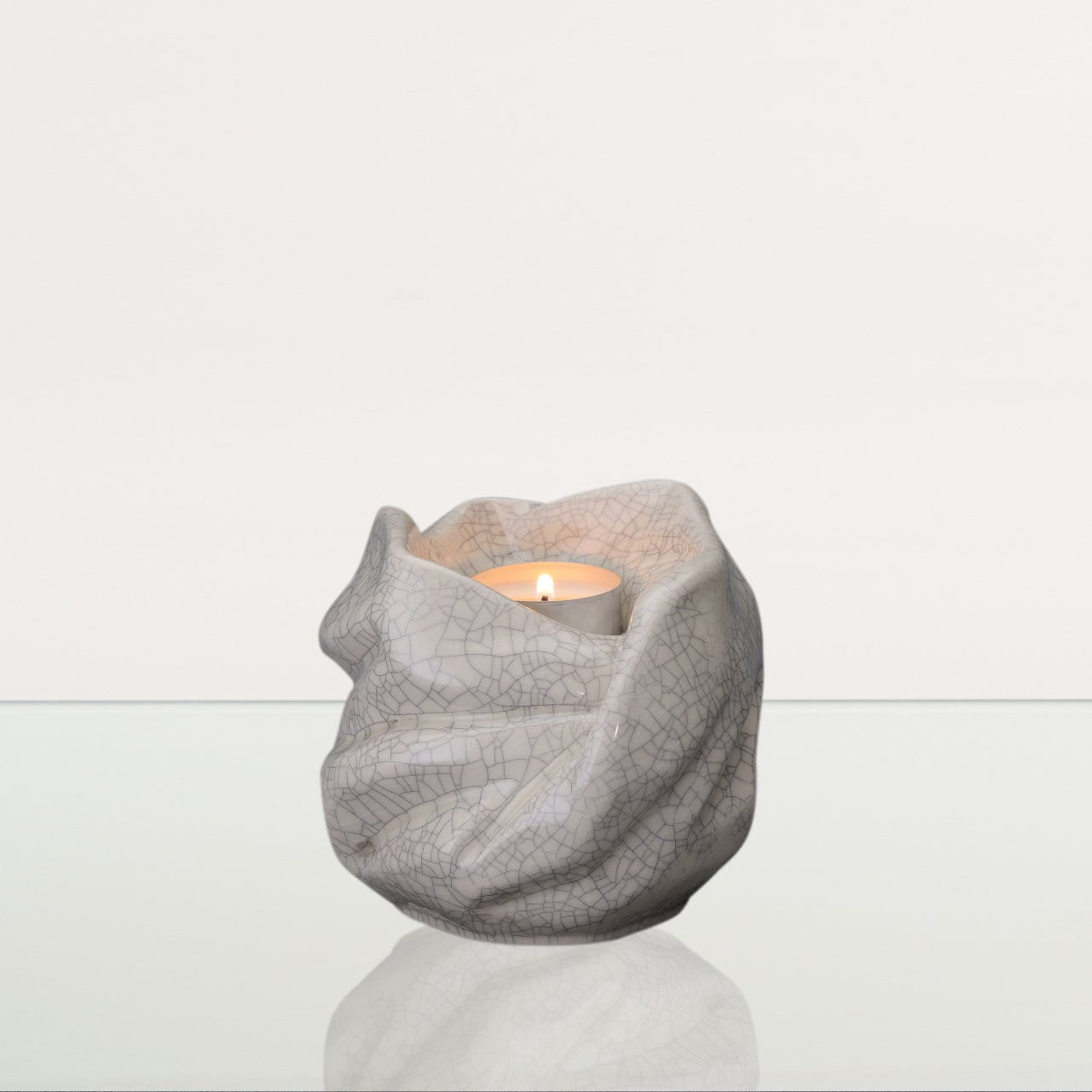 Cremation Keepsake Urn For Ashes With Candle | Craquelure | Ceramic Urn - Pulvis Art Urns