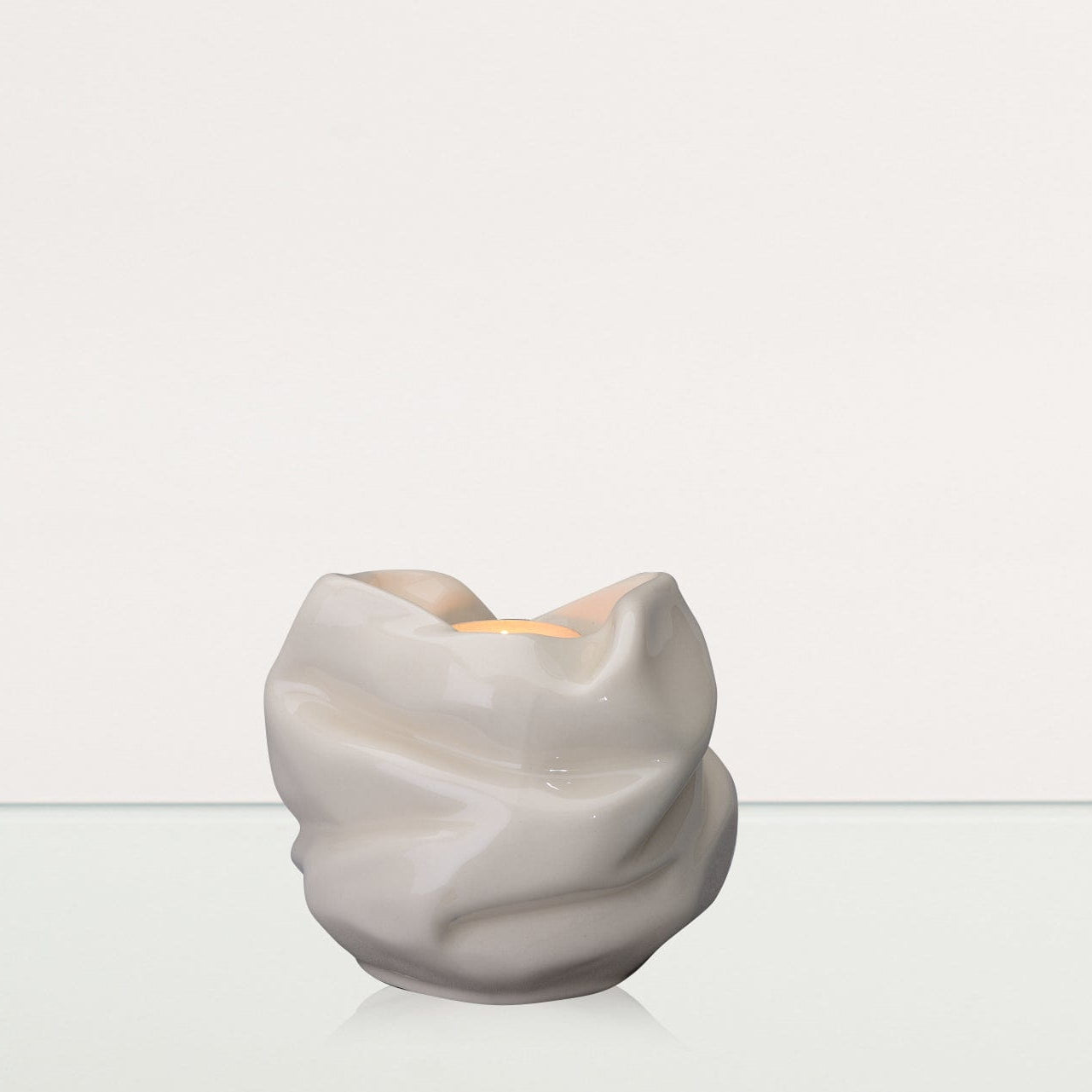 Cremation Keepsake Urn For Ashes With Candle | Off-white | Ceramic Urn - Pulvis Art Urns