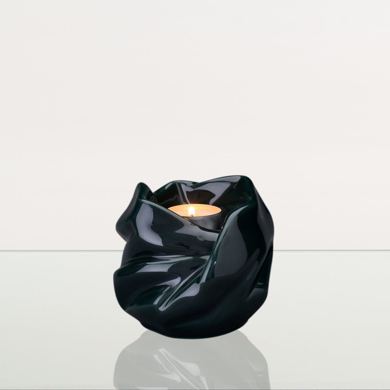 Cremation Keepsake Urn For Ashes With Candle | Oxide Green | Ceramic Urn - Pulvis Art Urns