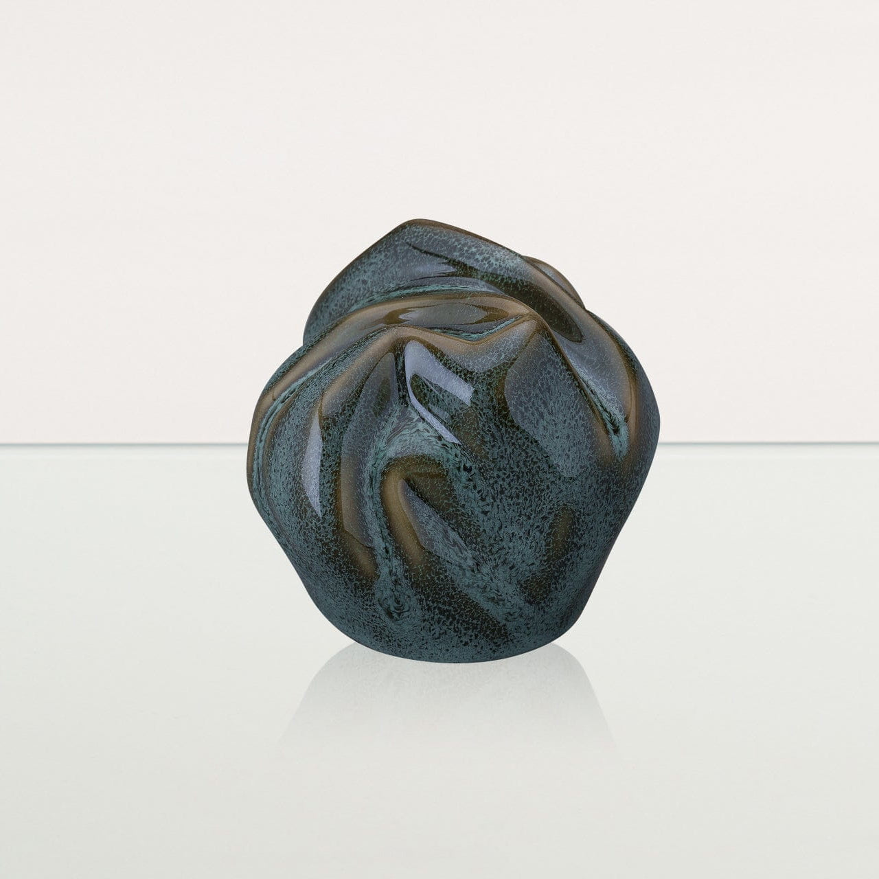 Cremation Keepsake Urn "Precious" - Small Keepsake | Oily Green Melange| Ceramic - Pulvis Art Urns