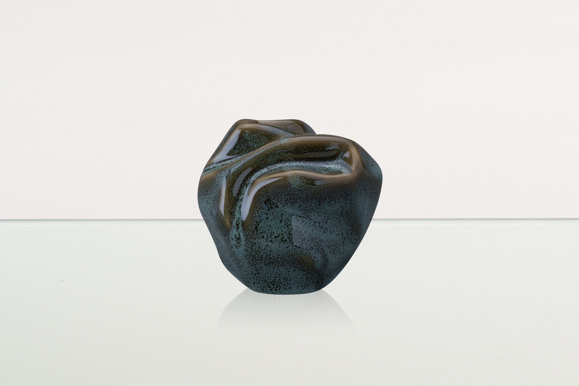 Cremation Keepsake Urn "Precious" - Small Keepsake | Oily Green Melange| Ceramic - Pulvis Art Urns