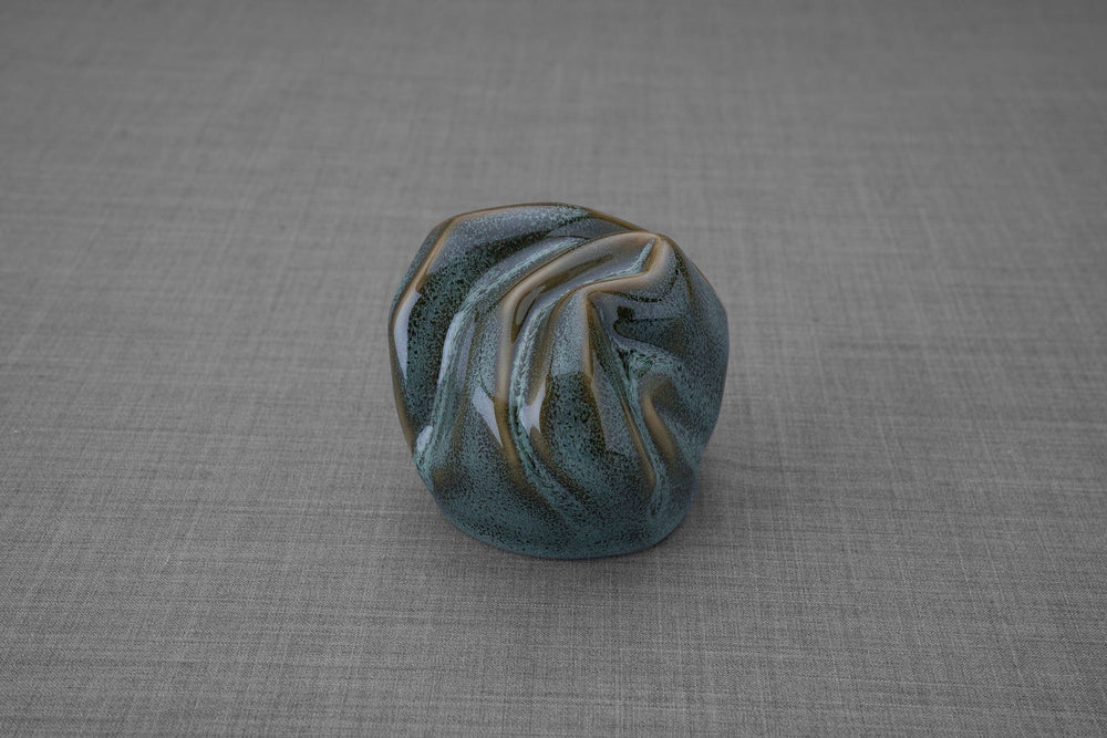 Pulvis Art Urns Keepsake Urn Cremation Keepsake Urn "Precious" - Small | Oily Green Melange| Ceramic