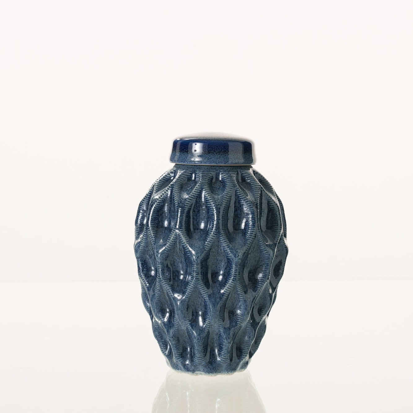 Cremation Urn "Echo" - 3D Printed Ceramic Urn | Blue Melange | Keepsake - Pulvis Art Urns