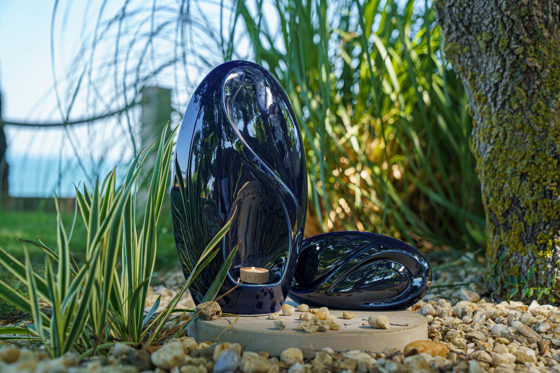 Eternity Handmade Cremation Keepsake Urn - Small Urn | Cobalt Metallic | Ceramic - Pulvis Art Urns