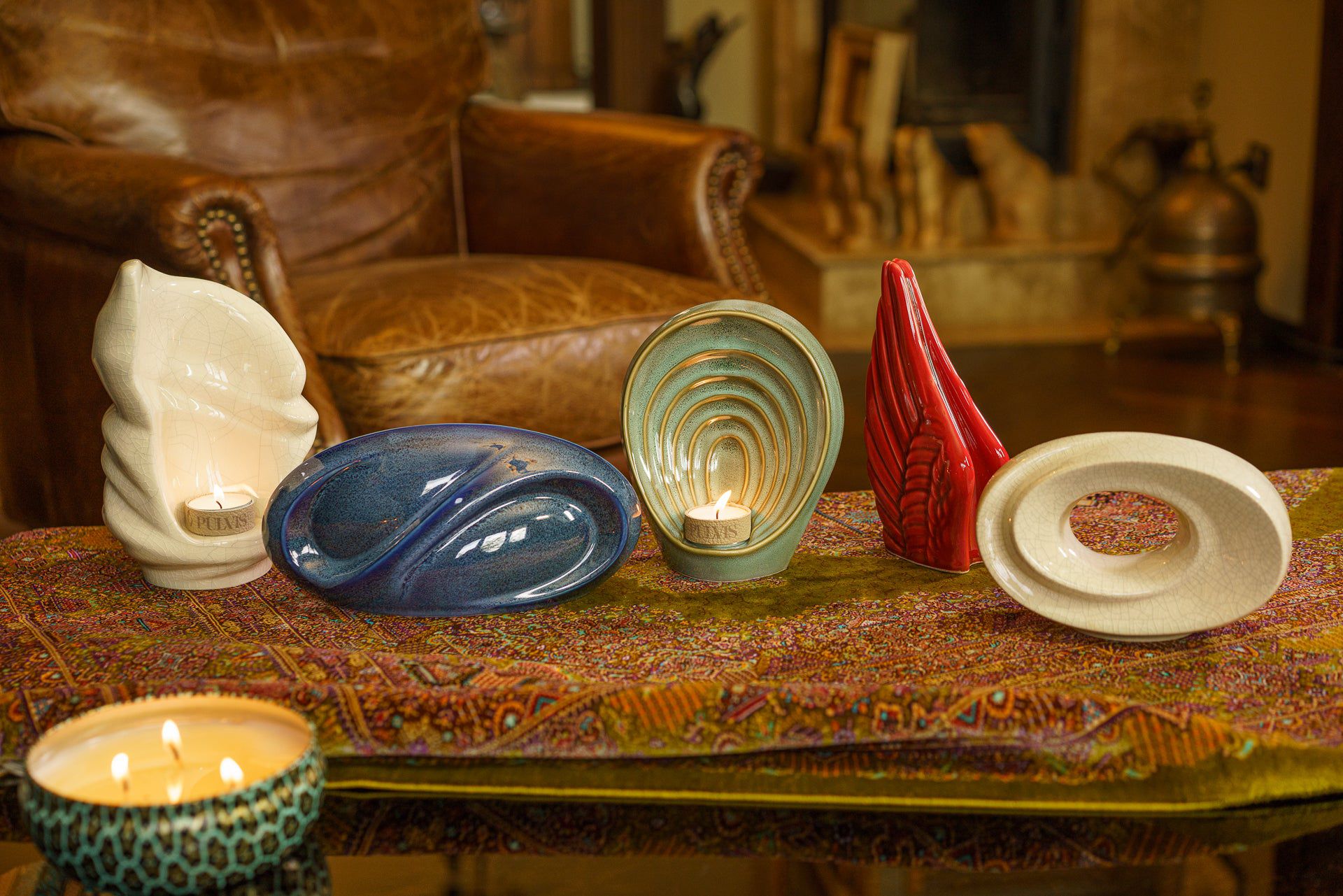 Eternity Handmade Cremation Keepsake Urn - Small Urn | Oily Green | Ceramic - Pulvis Art Urns