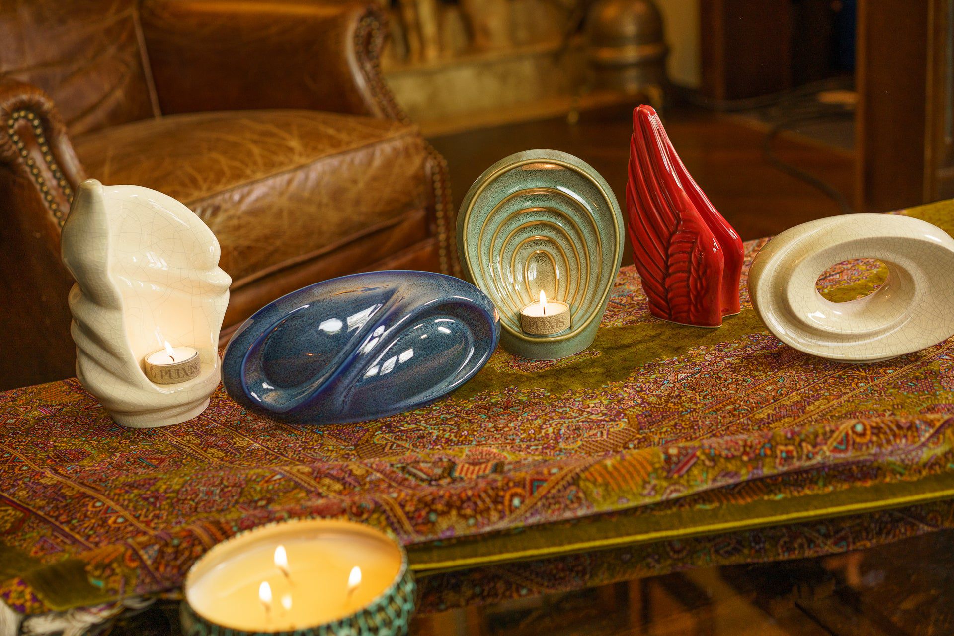 Eternity Handmade Cremation Keepsake Urn - Small Urn | Oily Green Melange - Pulvis Art Urns