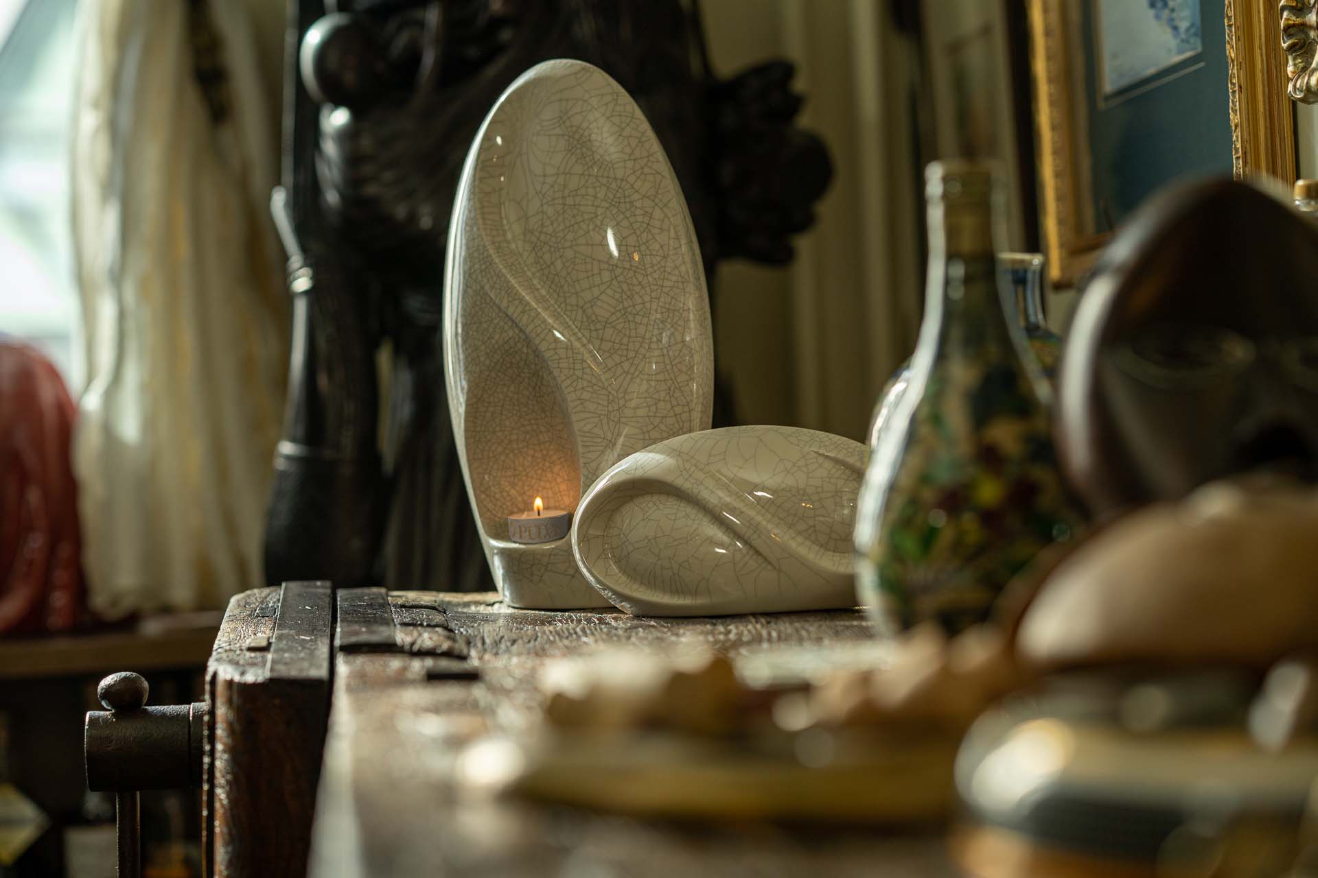 Eternity Handmade Cremation Keepsake Urn - Small Urn | Off-white | Ceramic - Pulvis Art Urns