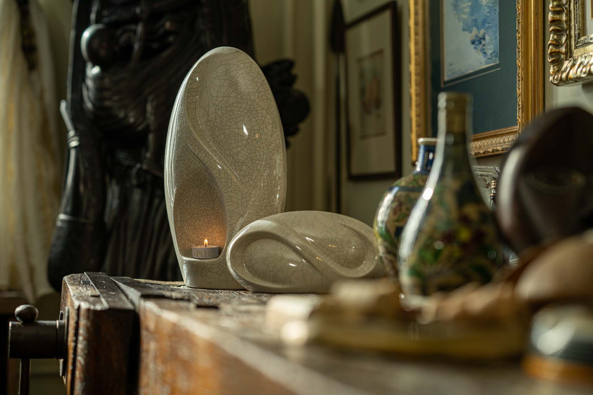 Eternity Handmade Cremation Keepsake Urn - Small Urn | White | Ceramic - Pulvis Art Urns