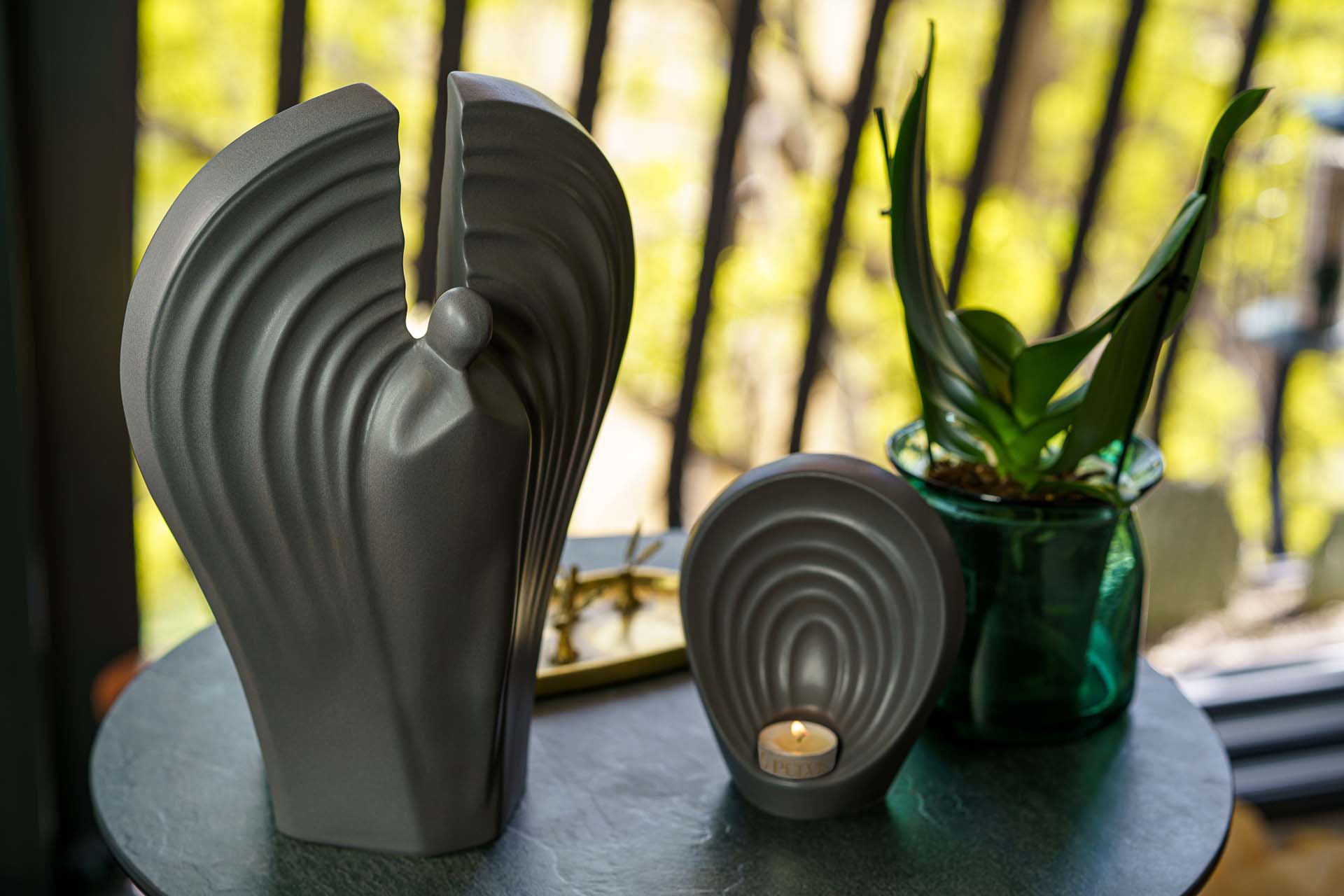 Handmade Cremation Keepsake Urn "Guardian" - Small Urn | Gray Matte | Ceramic - Pulvis Art Urns