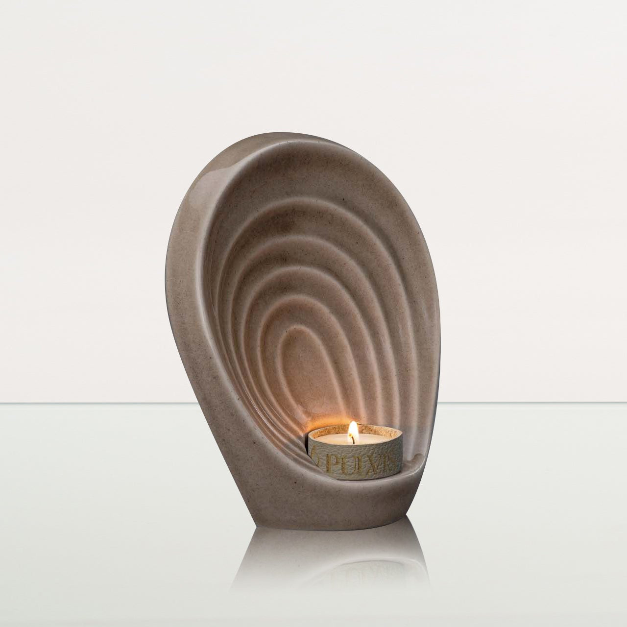 Handmade Cremation Keepsake Urn "Guardian" - Small Urn | Beige Grey | Ceramic - Pulvis Art Urns