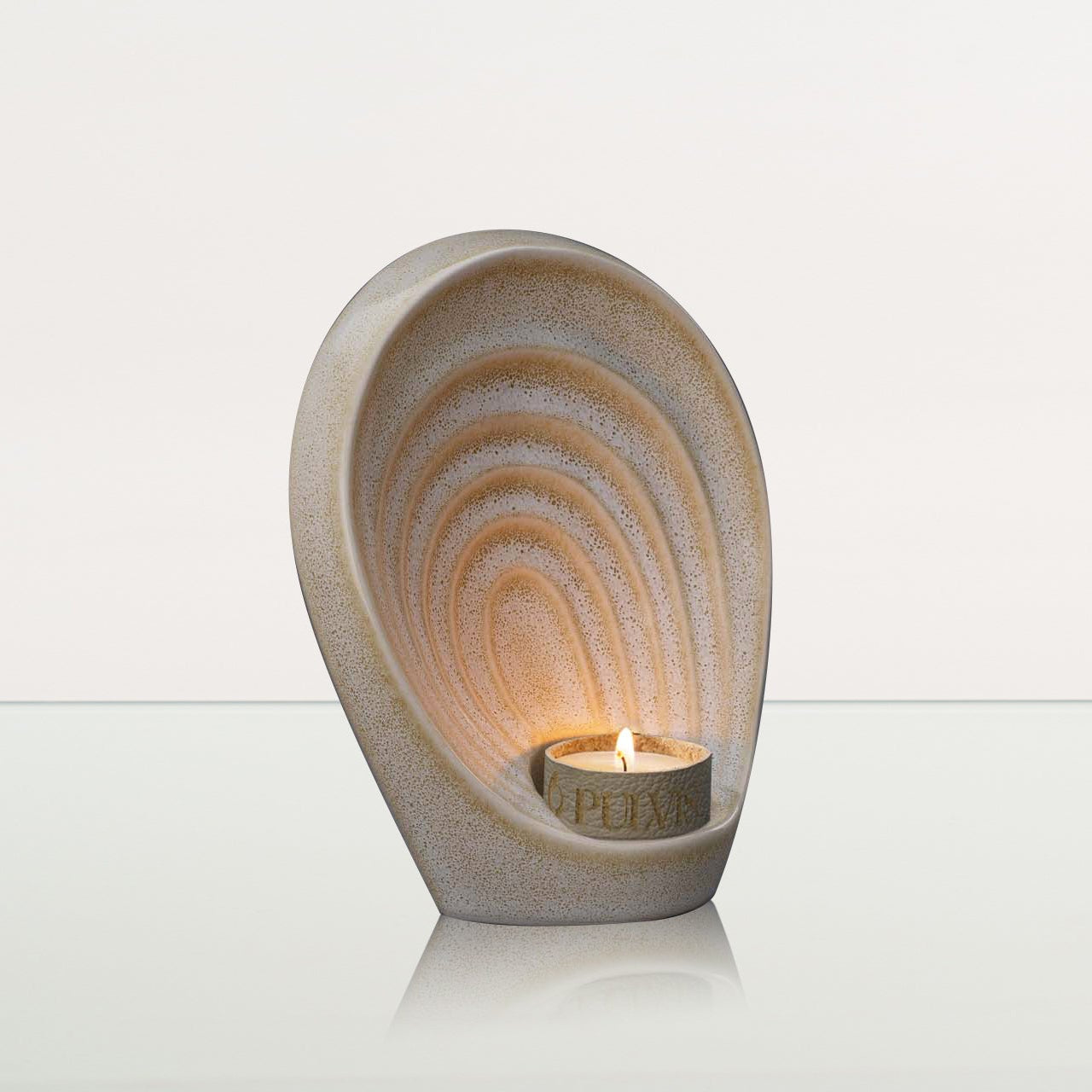 Handmade Cremation Keepsake Urn "Guardian" - Small Urn | Light Sand Melange | Ceramic - Pulvis Art Urns