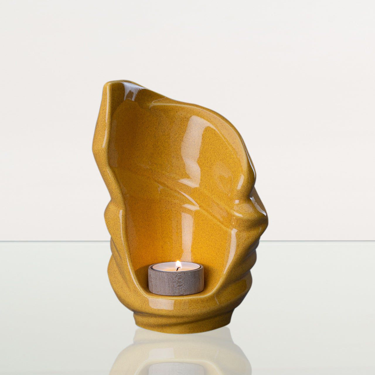 Handmade Cremation Keepsake Urn "Light" - Small Urn | Amber Yellow | Ceramic - Pulvis Art Urns