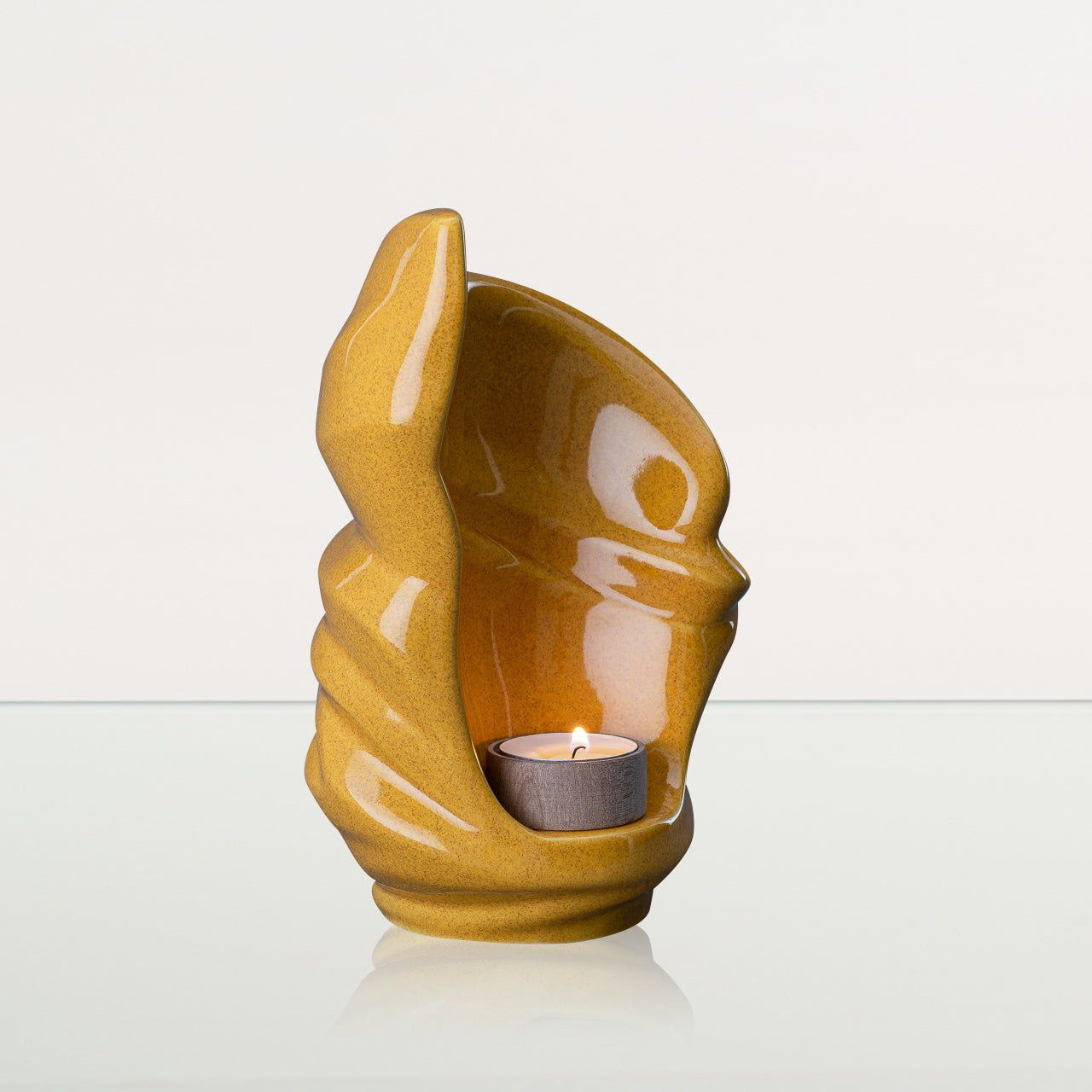 Handmade Cremation Keepsake Urn "Light" - Small Urn | Amber Yellow | Ceramic - Pulvis Art Urns