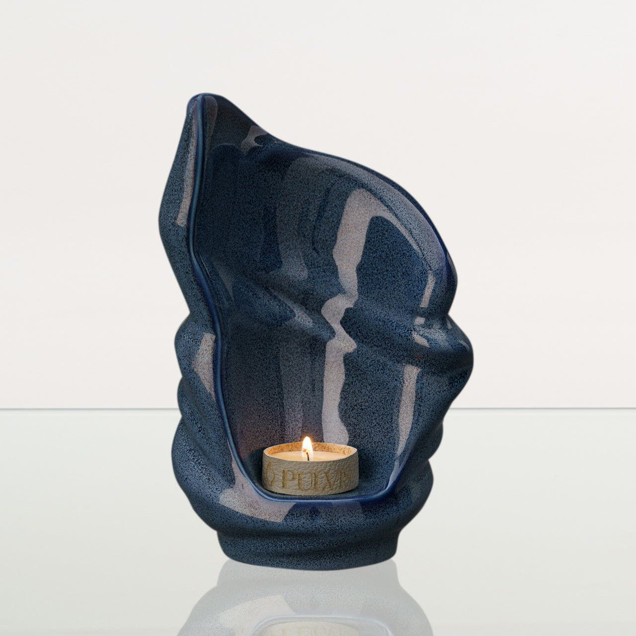 Handmade Cremation Keepsake Urn "Light" - Small Urn | Blue Melange | Ceramic - Pulvis Art Urns