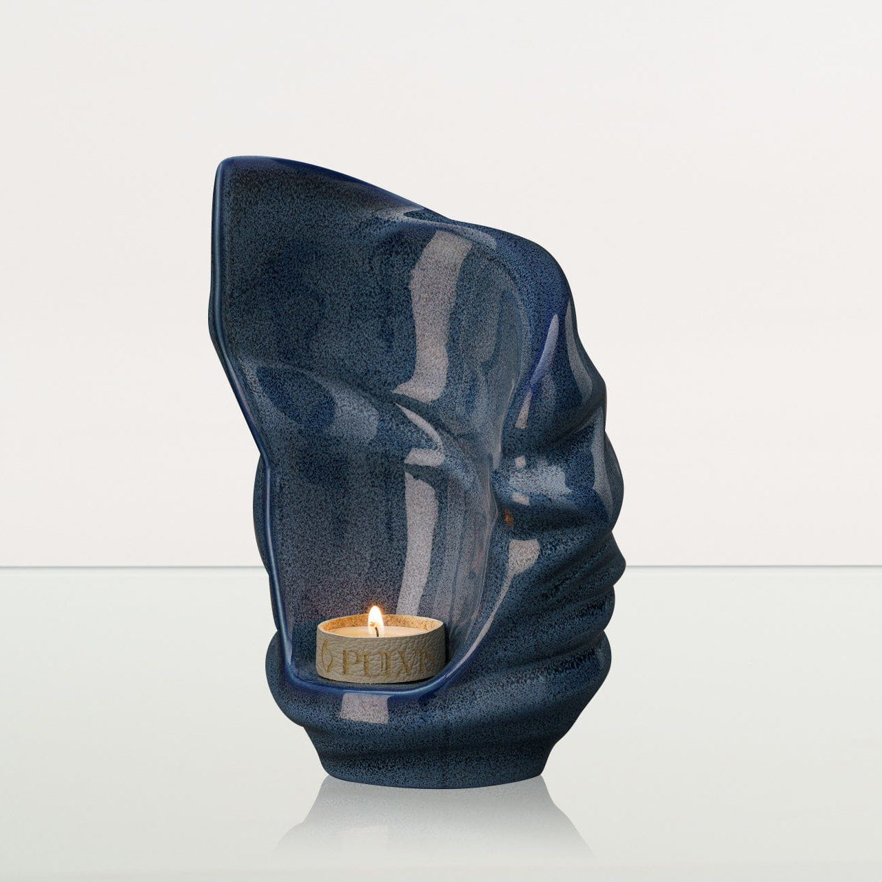 Handmade Cremation Keepsake Urn "Light" - Small Urn | Blue Melange | Ceramic - Pulvis Art Urns