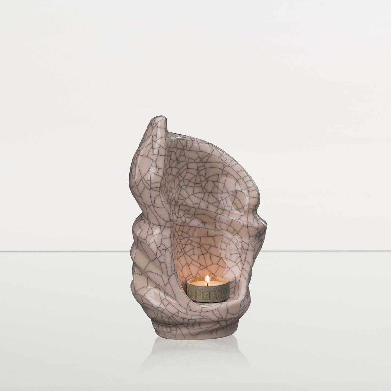 Handmade Cremation Keepsake Urn "Light" - Small Urn | Craquelure | Ceramic - Pulvis Art Urns