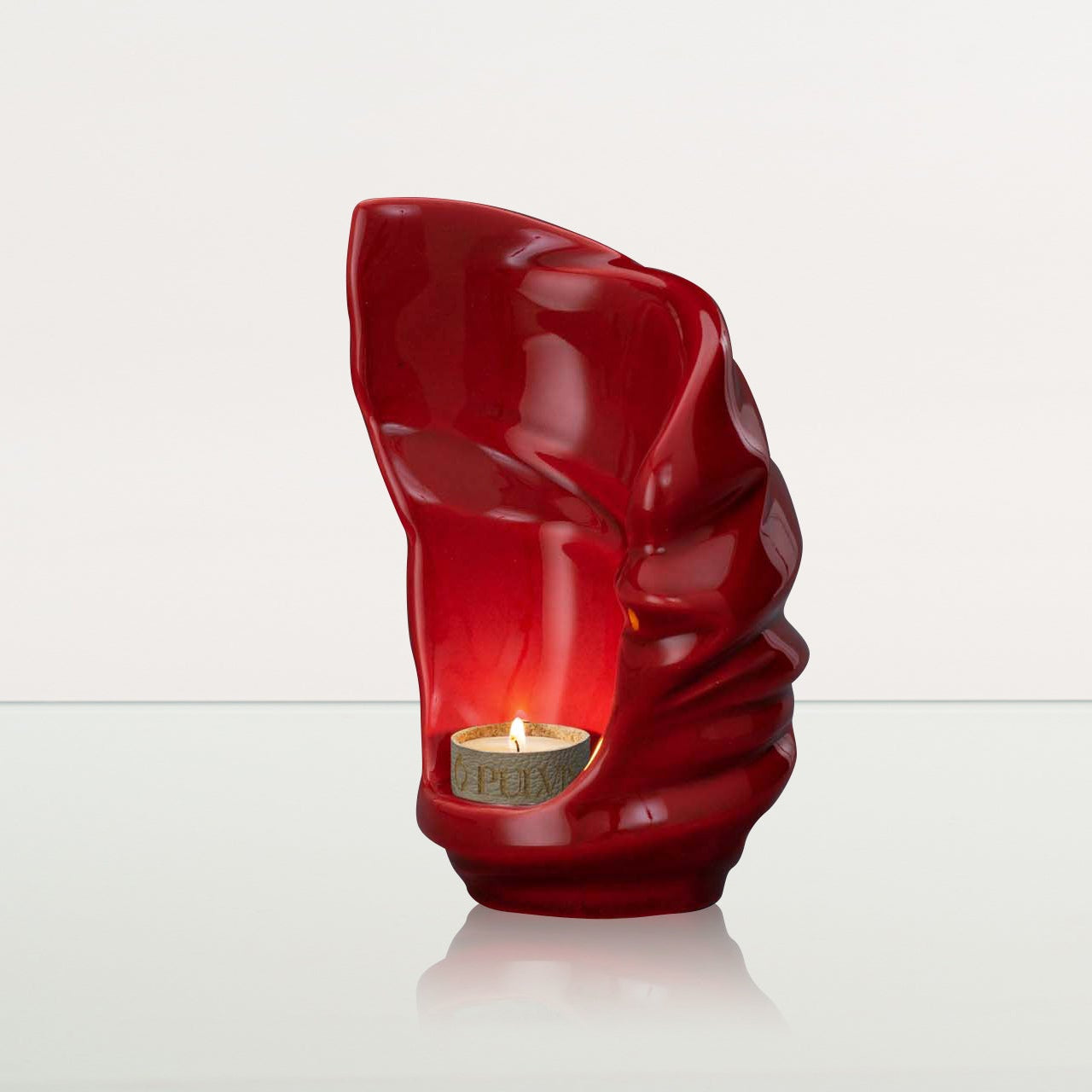 Handmade Cremation Keepsake Urn "Light" - Small Urn | Red | Ceramic - Pulvis Art Urns