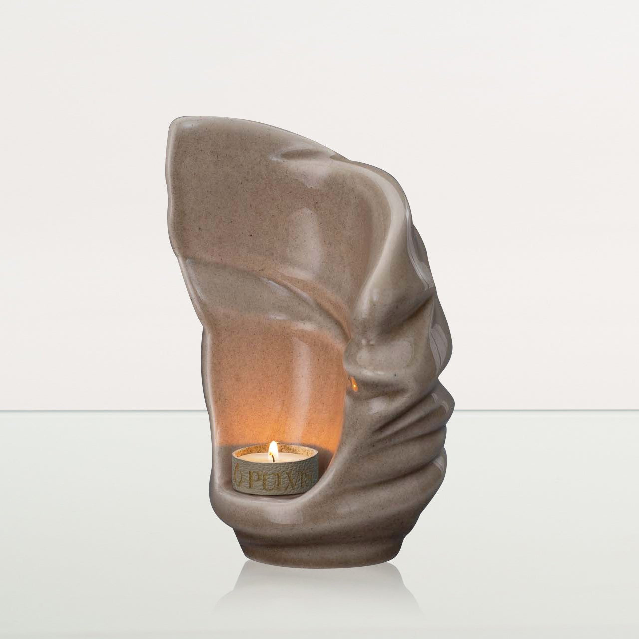 Handmade Cremation Keepsake Urn "Light" - Small Urns | Beige Grey | Ceramic - Pulvis Art Urns