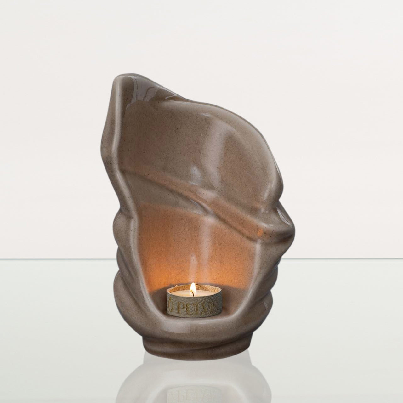 Handmade Cremation Keepsake Urn "Light" - Small Urns | Beige Grey | Ceramic - Pulvis Art Urns