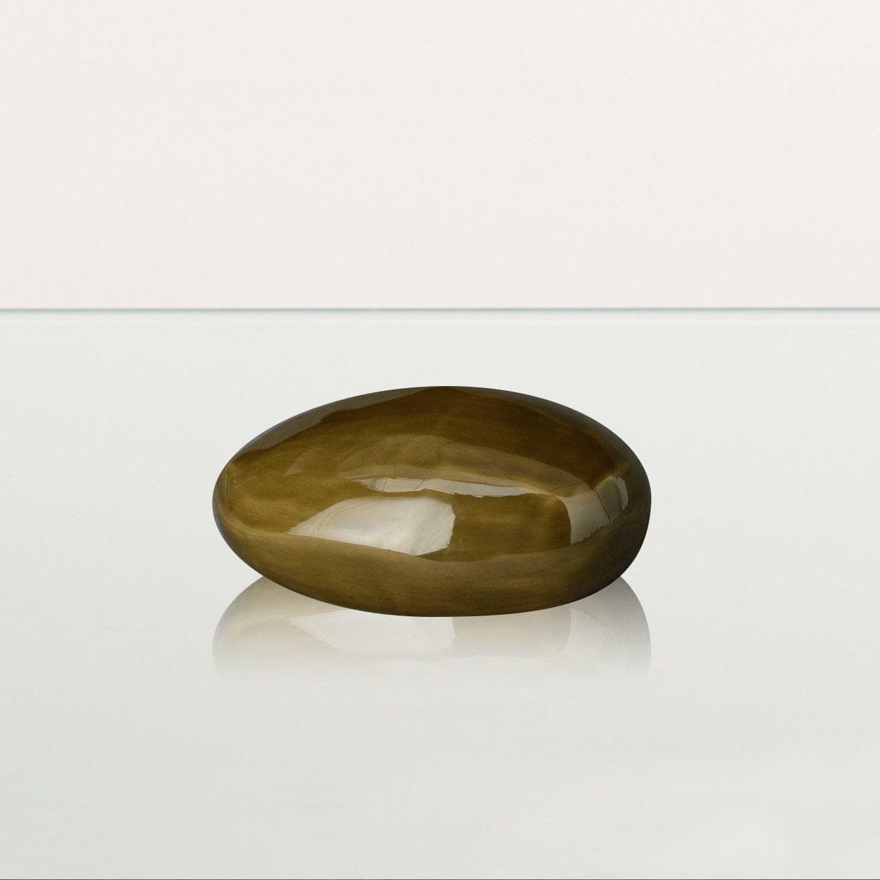 Handmade Cremation Keepsake Urn "Stone" - Small Urn | Oily Green | Ceramic - Pulvis Art Urns