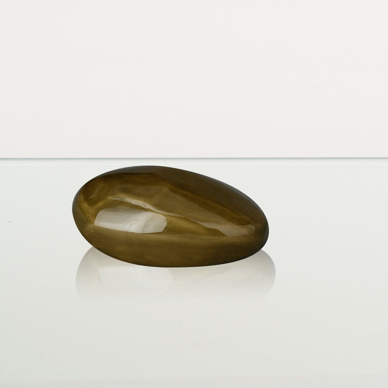 Handmade Cremation Keepsake Urn "Stone" - Small Urn | Oily Green | Ceramic - Pulvis Art Urns