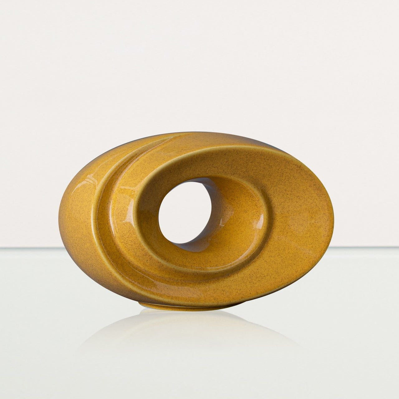 Handmade Cremation Keepsake Urn "The Passage" - Small Urn | Amber Yellow | Ceramic - Pulvis Art Urns