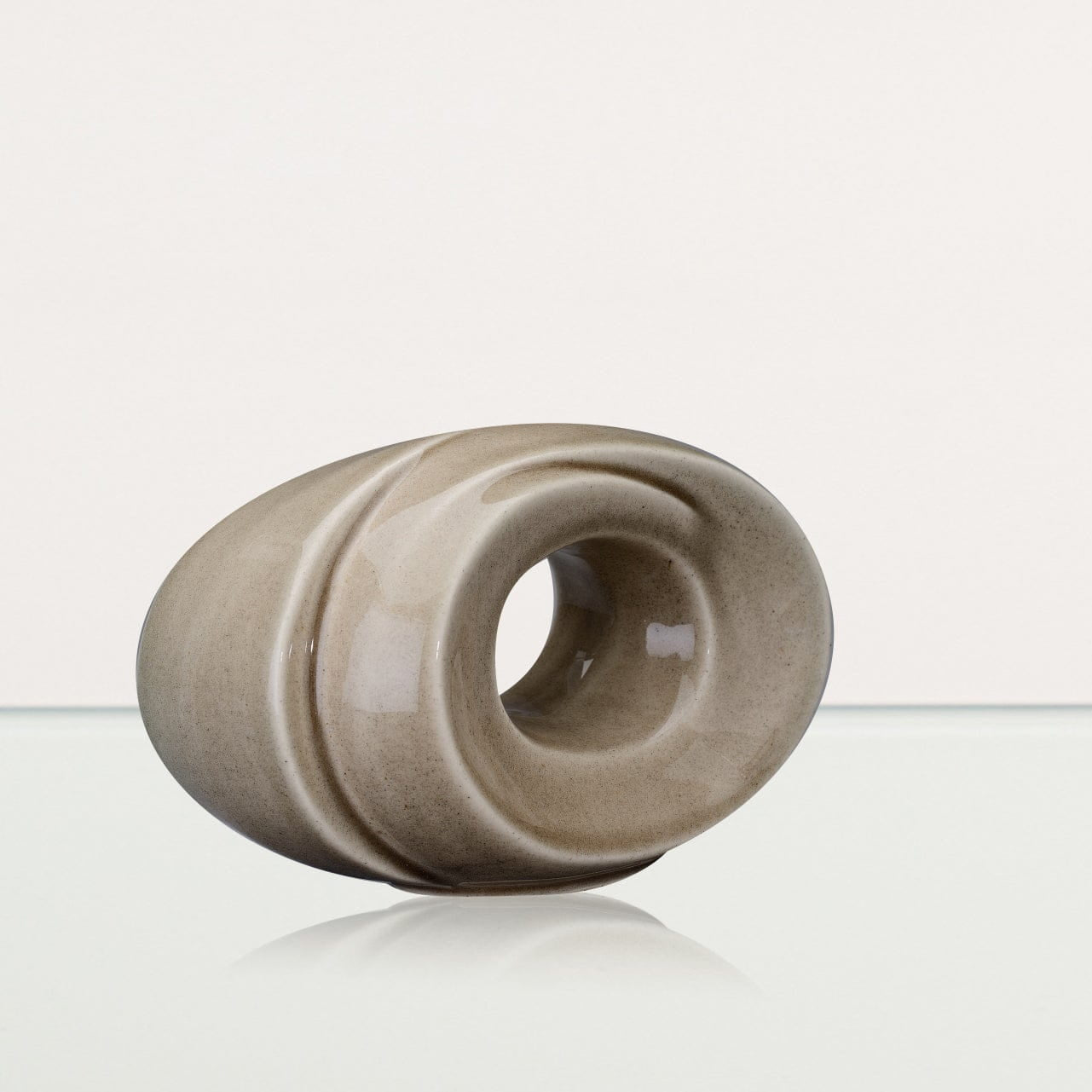 Handmade Cremation Keepsake Urn "The Passage" - Small Urn | Beige Grey | Ceramic - Pulvis Art Urns