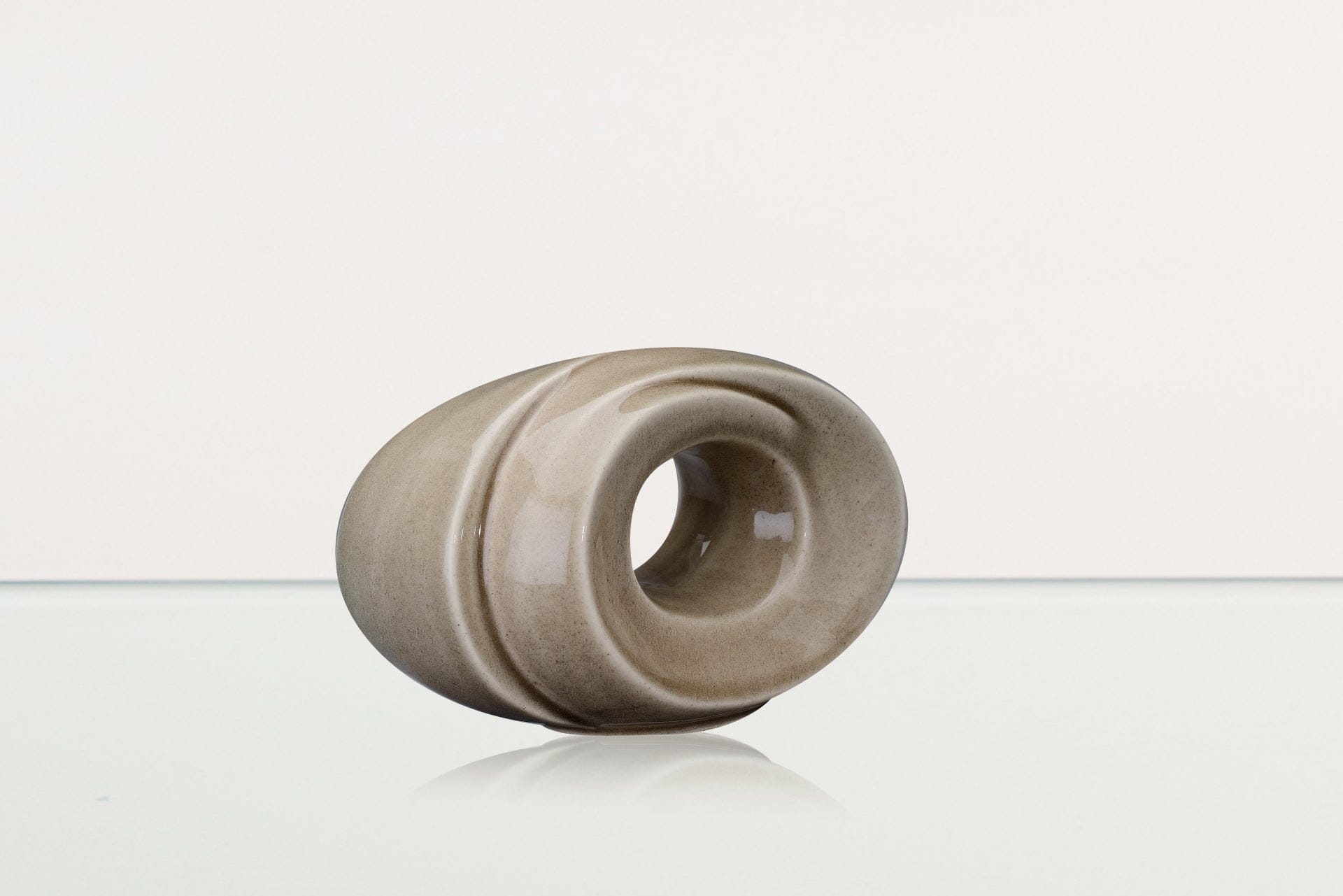 Handmade Cremation Keepsake Urn "The Passage" - Small Urn | Beige Grey | Ceramic - Pulvis Art Urns