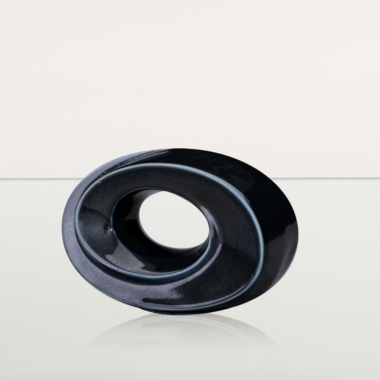 Handmade Cremation Keepsake Urn "The Passage" - Small Urn | Black Gloss Melange | Ceramic - Pulvis Art Urns