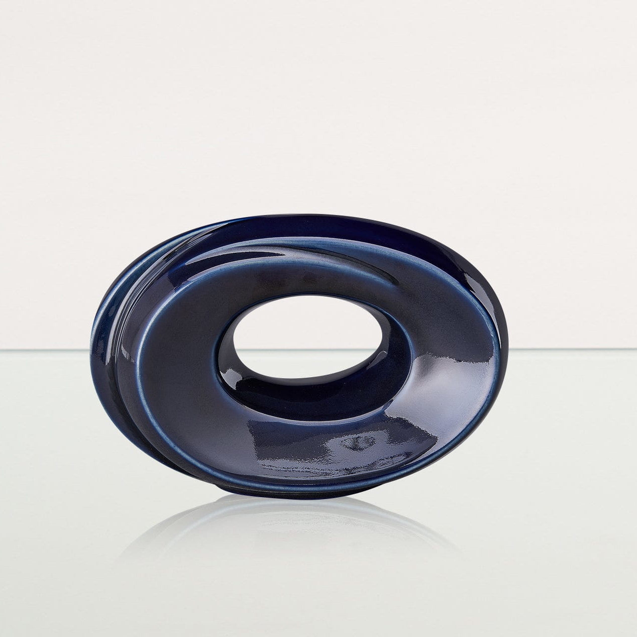 Handmade Cremation Keepsake Urn "The Passage" - Small Urn | Cobalt Metallic | Ceramic - Pulvis Art Urns