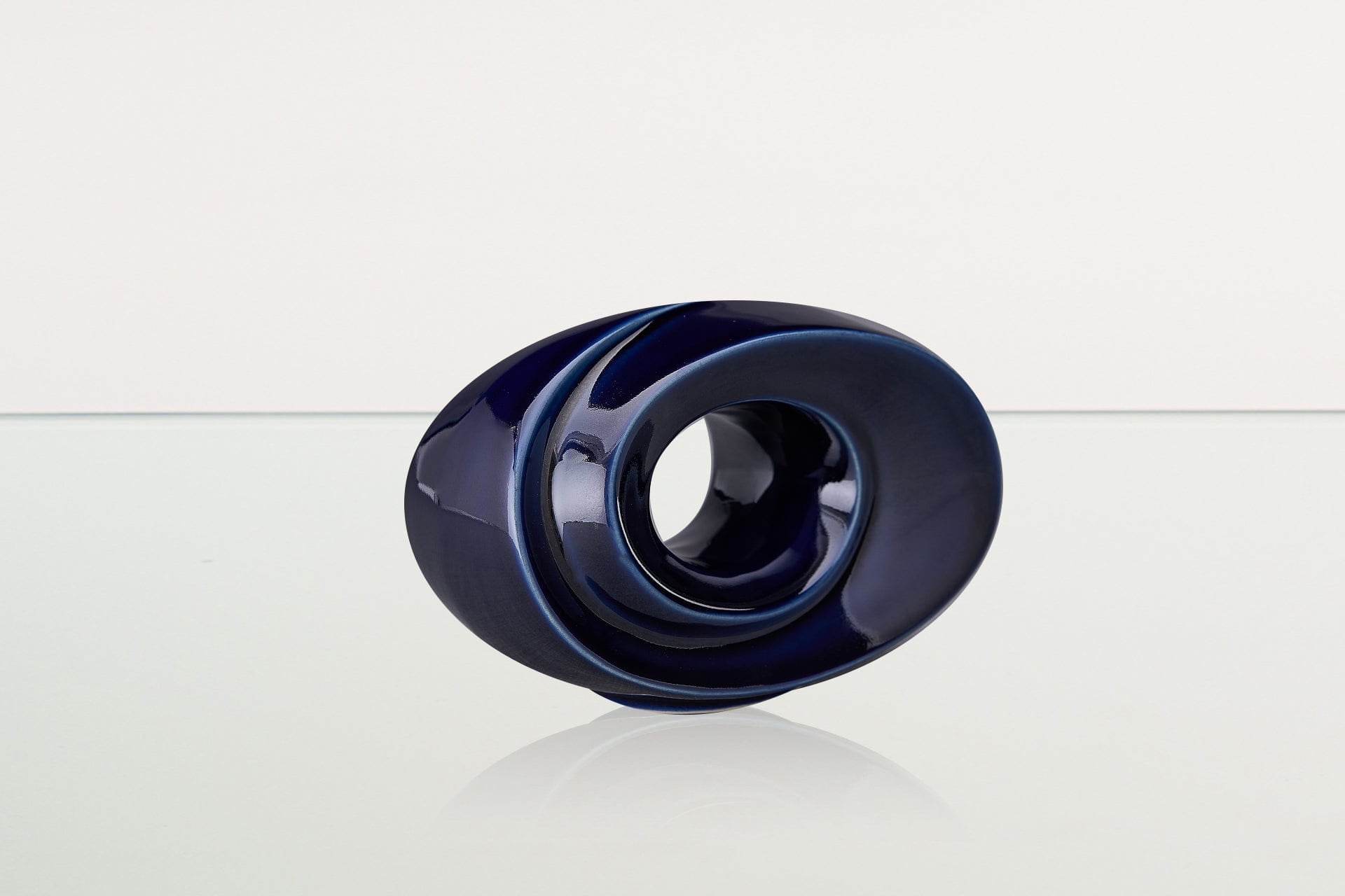 Handmade Cremation Keepsake Urn "The Passage" - Small Urn | Cobalt Metallic | Ceramic - Pulvis Art Urns