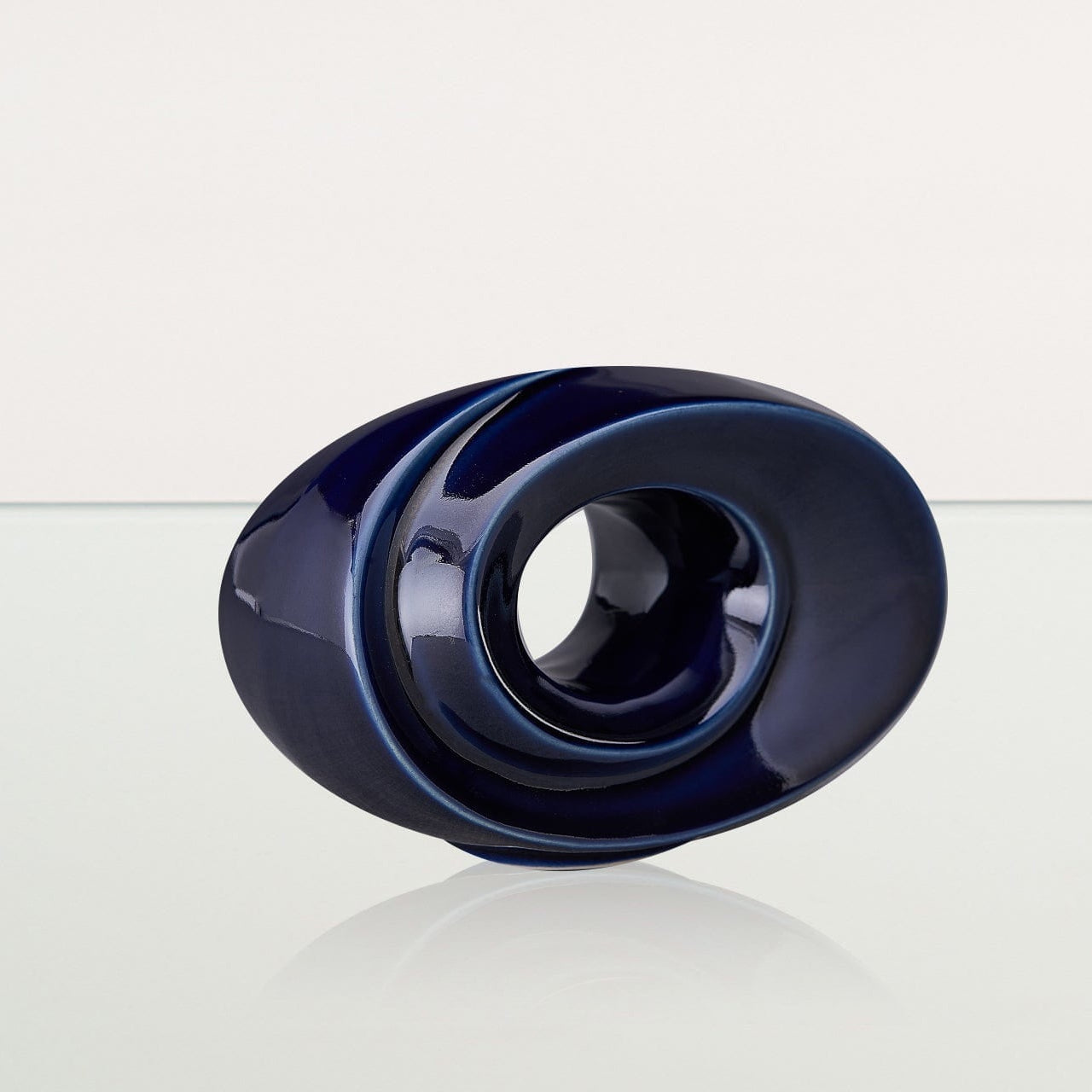 Handmade Cremation Keepsake Urn "The Passage" - Small Urn | Cobalt Metallic | Ceramic - Pulvis Art Urns