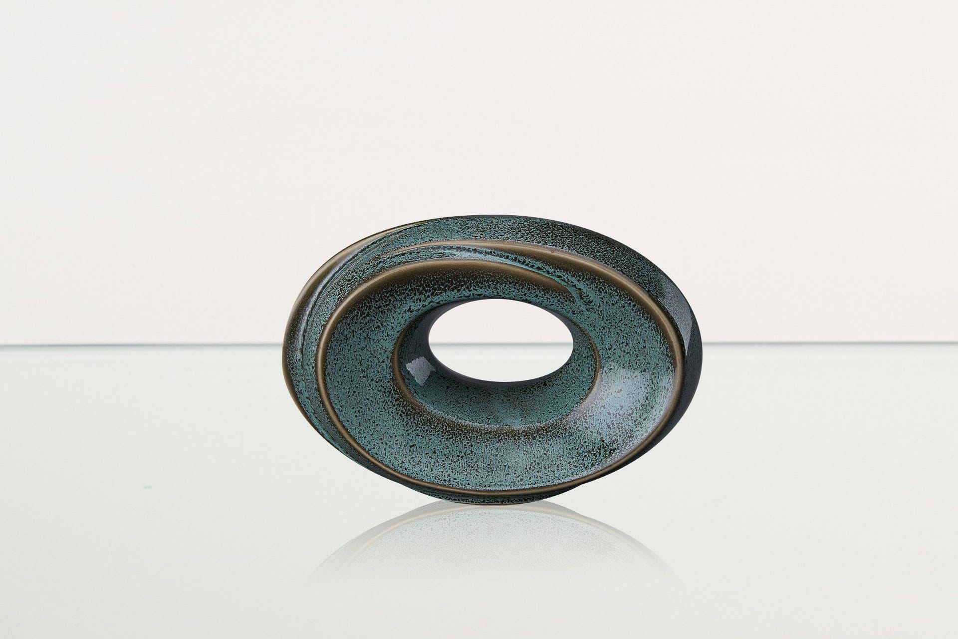 Handmade Cremation Keepsake Urn "The Passage" - Small Urn | Oily Green Melange - Pulvis Art Urns