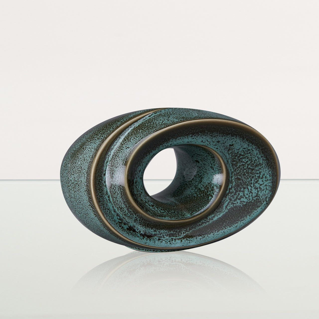 Handmade Cremation Keepsake Urn "The Passage" - Small Urn | Oily Green Melange - Pulvis Art Urns