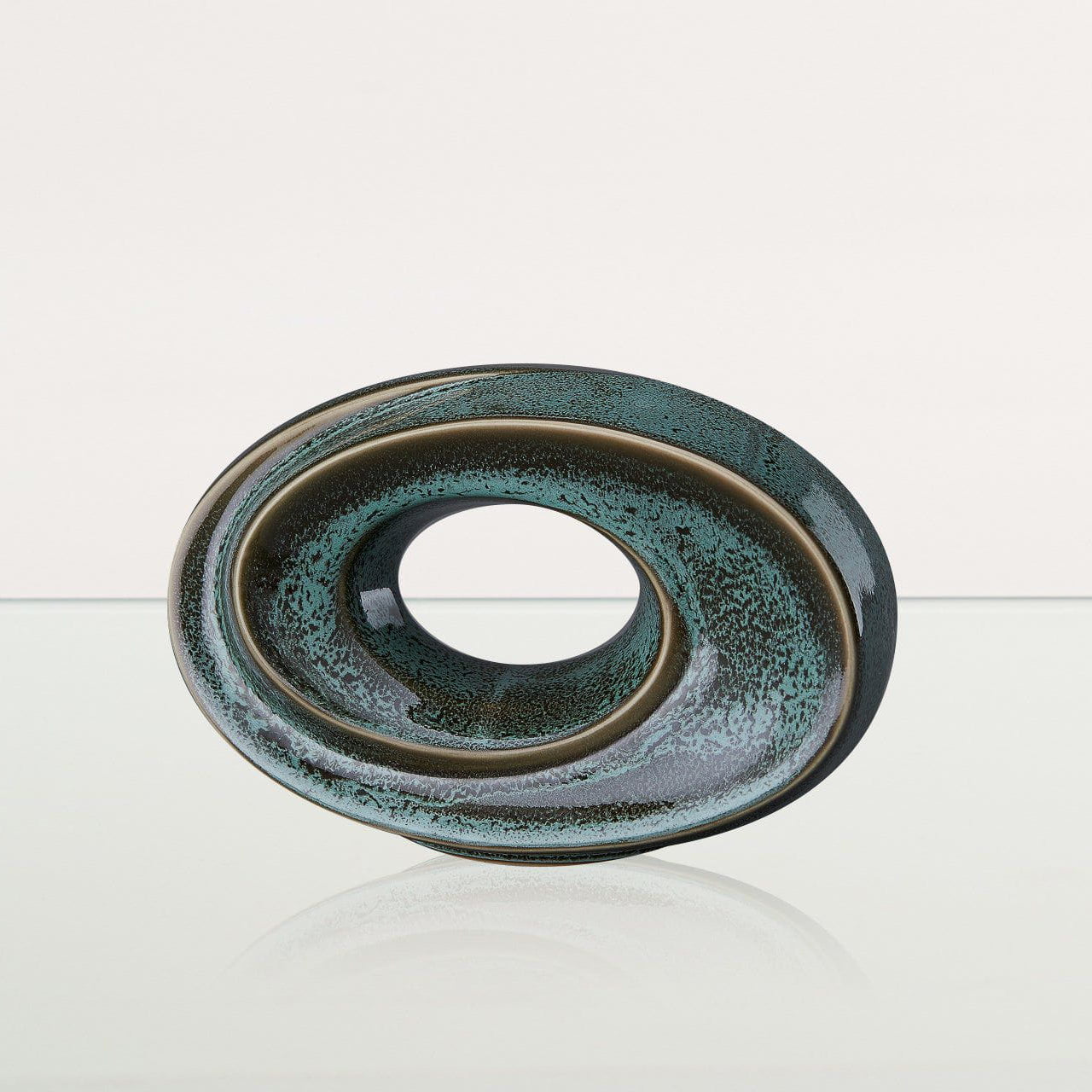 Handmade Cremation Keepsake Urn "The Passage" - Small Urn | Oily Green Melange - Pulvis Art Urns