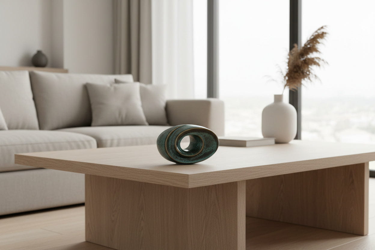 Pulvis Art Urns Keepsake Urn Handmade Cremation Keepsake Urn "The Passage" - Small Urn | Oily Green Melange