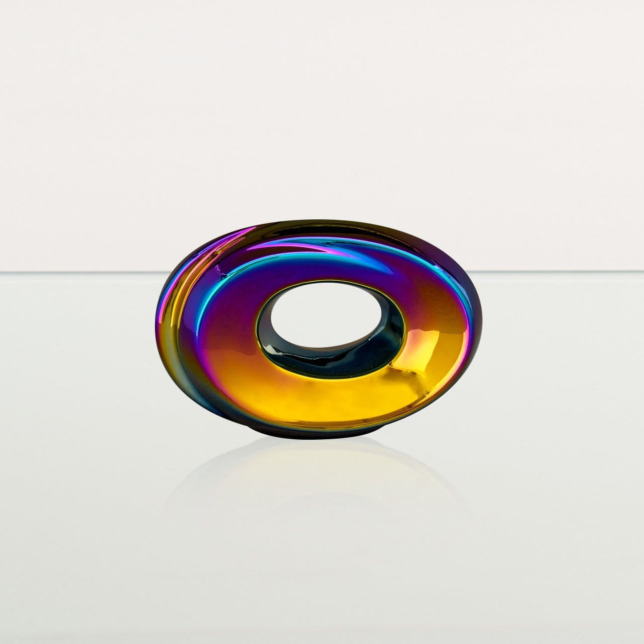 Handmade Cremation Keepsake Urn "The Passage" - Small Urn | Rainbow Chrome - Pulvis Art Urns