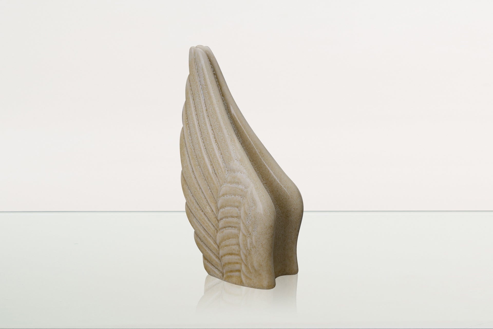 Handmade Cremation Keepsake Urn "Wings" - Small | Light Sand Melange | Ceramic - Pulvis Art Urns