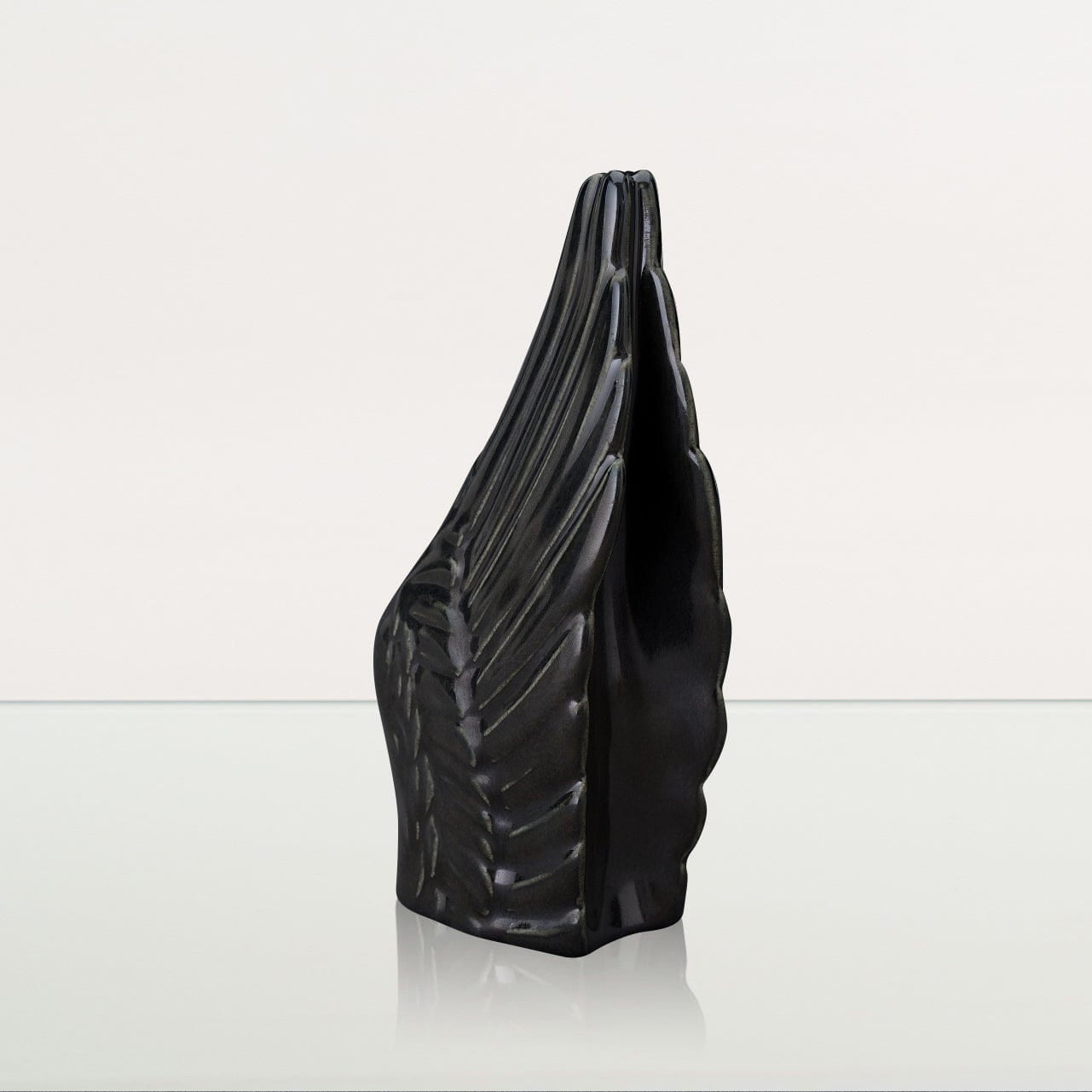 Handmade Cremation Keepsake Urn "Wings" - Small Urn | Black Gloss | Ceramic - Pulvis Art Urns