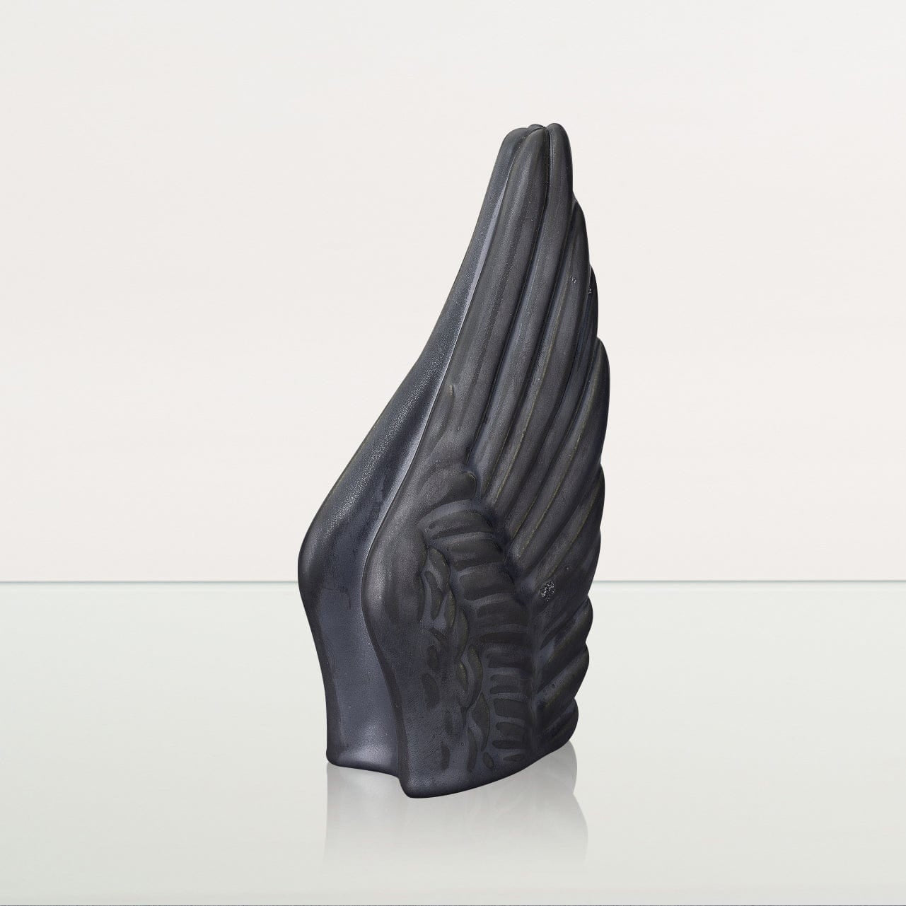 Handmade Cremation Keepsake Urn "Wings" - Small Urn | Dark Matte | Ceramic - Pulvis Art Urns
