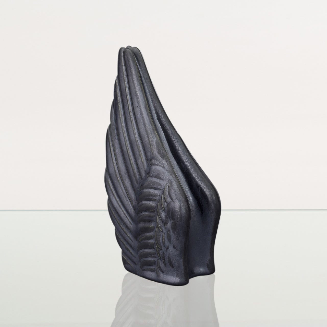 Handmade Cremation Keepsake Urn "Wings" - Small Urn | Dark Matte | Ceramic - Pulvis Art Urns