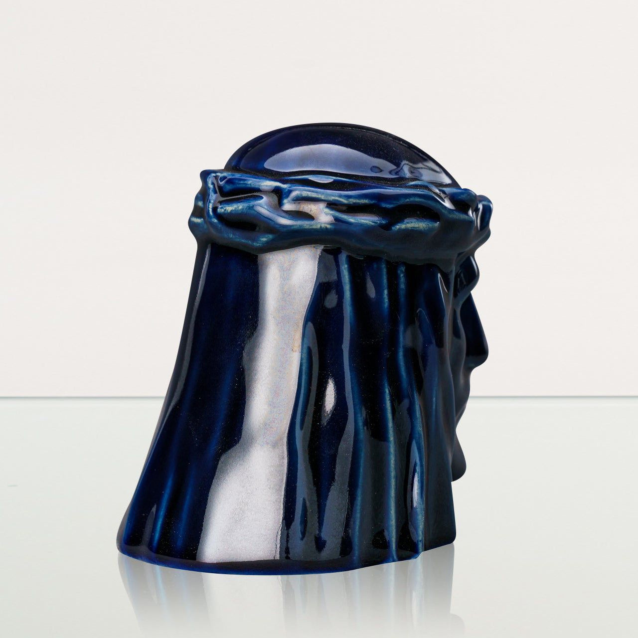 Handmade Mini Keepsake Urn "The Christ" - Cobalt Metallic | Ceramic Mini Urn - Pulvis Art Urns