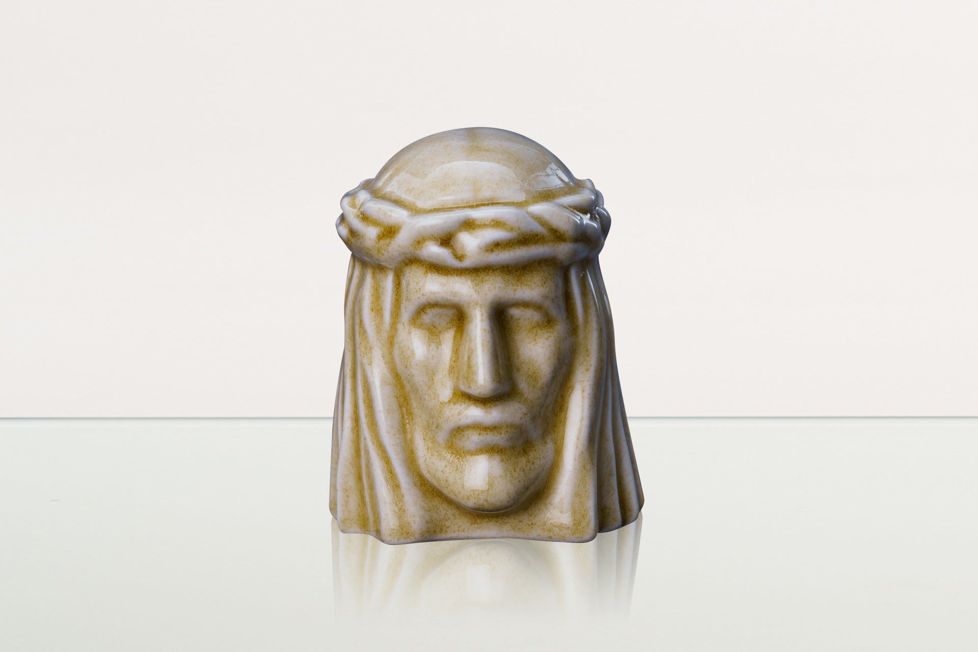 Handmade Mini Keepsake Urn "The Christ" - Light Sand | Ceramic Mini Urn - Pulvis Art Urns