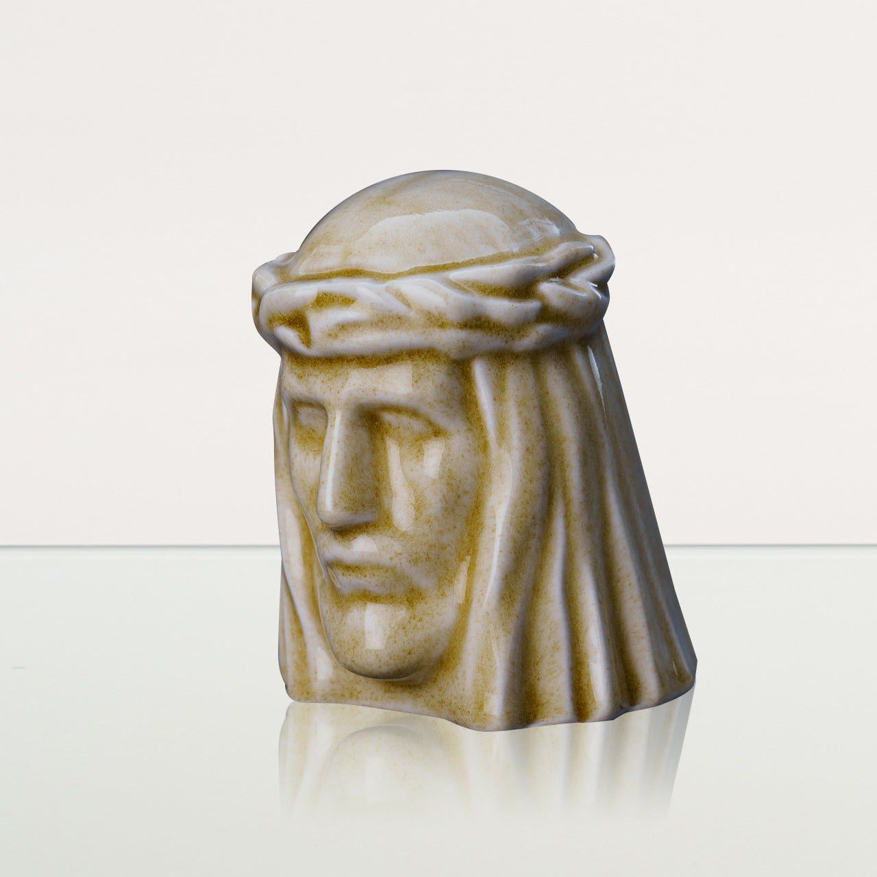 Handmade Mini Keepsake Urn "The Christ" - Light Sand | Ceramic Mini Urn - Pulvis Art Urns