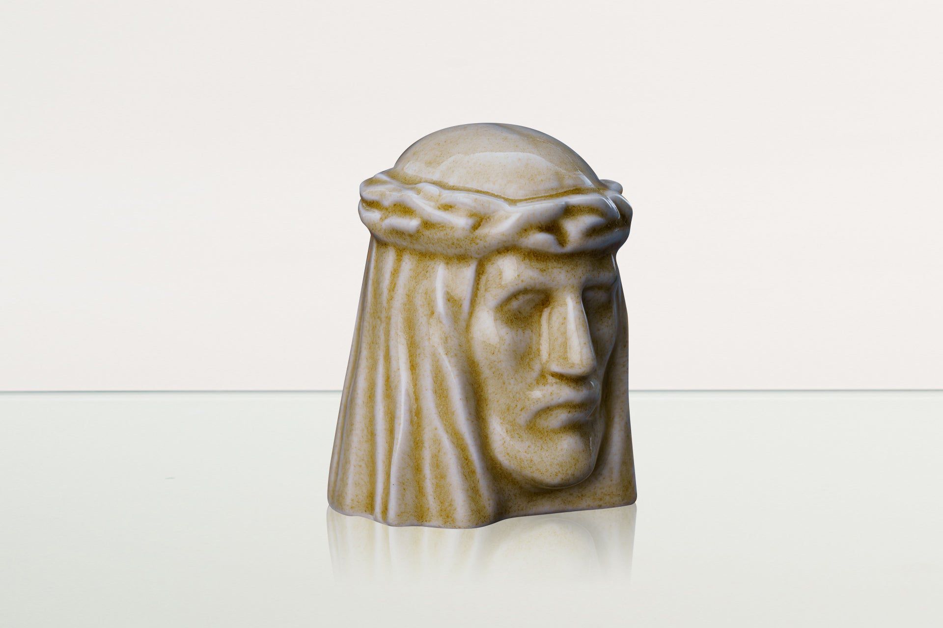 Handmade Mini Keepsake Urn "The Christ" - Light Sand | Ceramic Mini Urn - Pulvis Art Urns