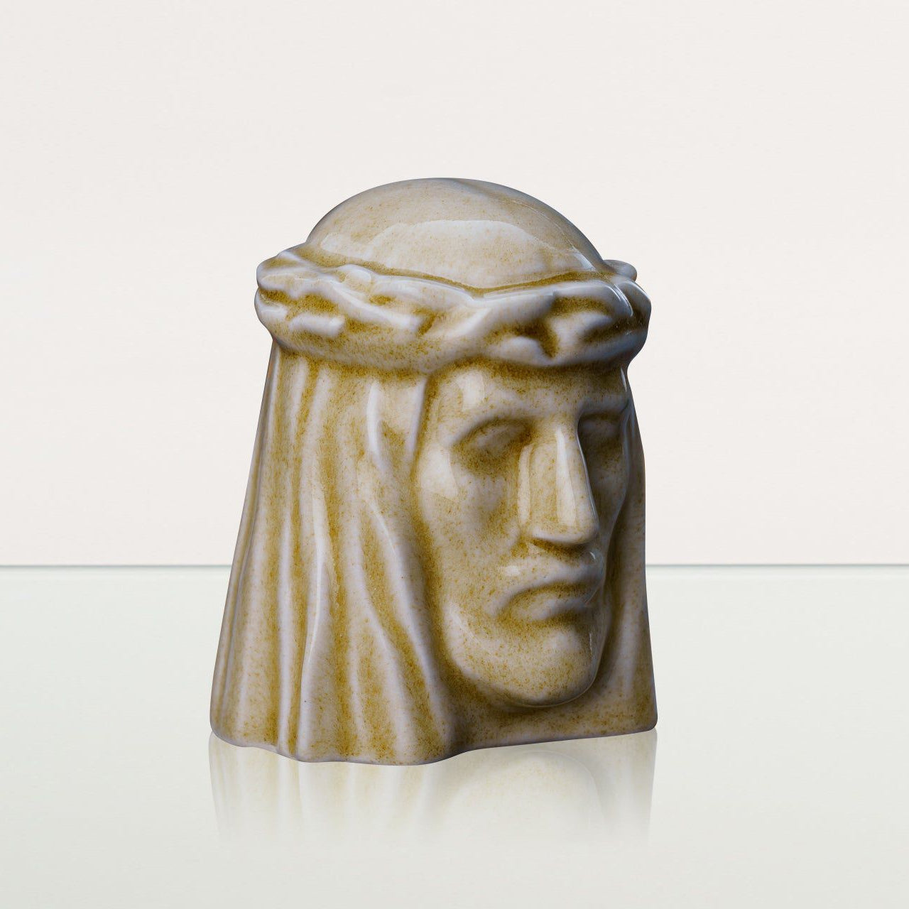 Handmade Mini Keepsake Urn "The Christ" - Light Sand | Ceramic Mini Urn - Pulvis Art Urns