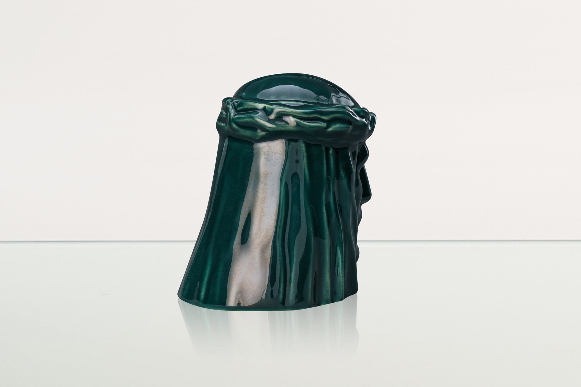 Handmade Mini Keepsake Urn "The Christ" - Oxide Green | Ceramic Mini Urn - Pulvis Art Urns