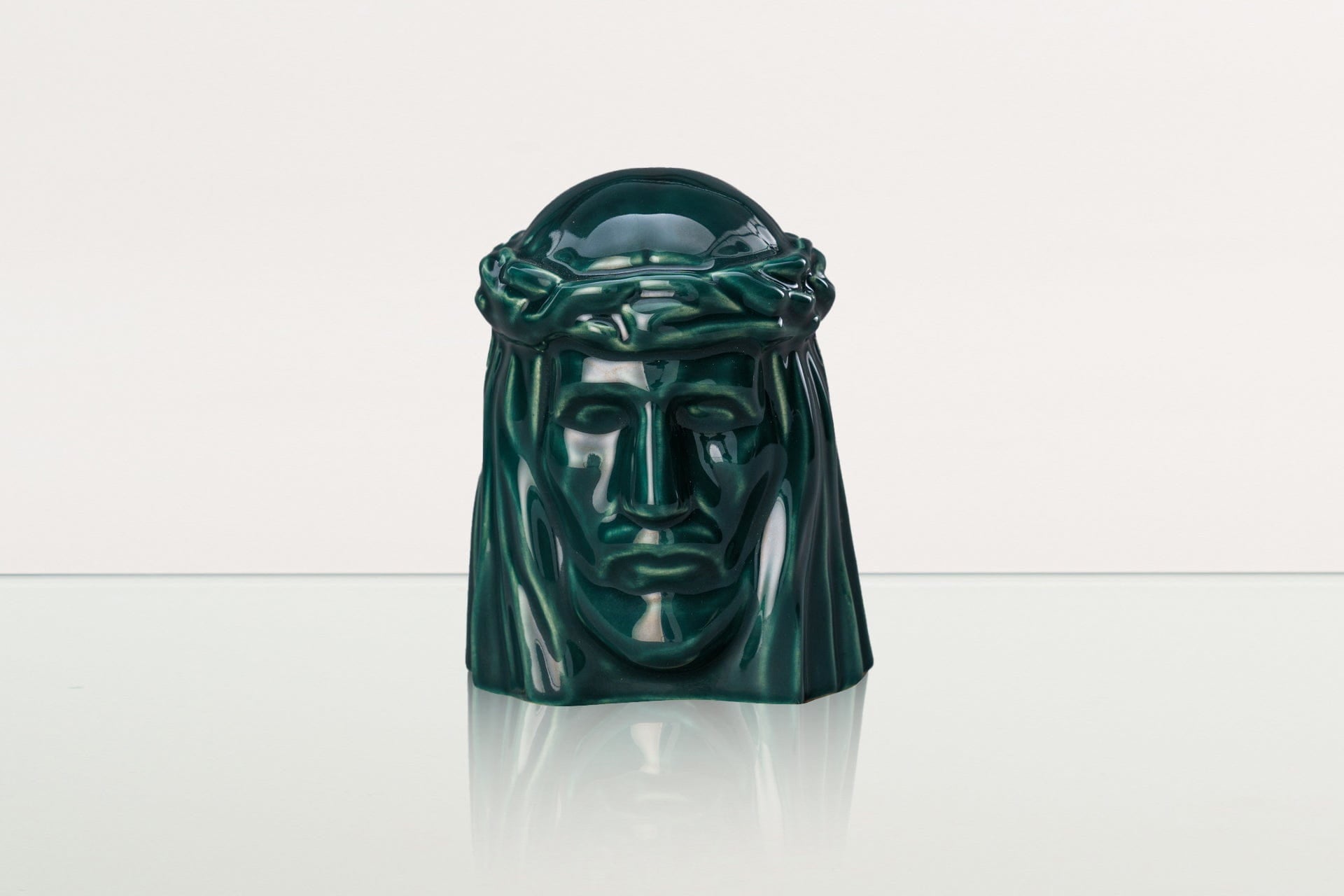 Handmade Mini Keepsake Urn "The Christ" - Oxide Green | Ceramic Mini Urn - Pulvis Art Urns