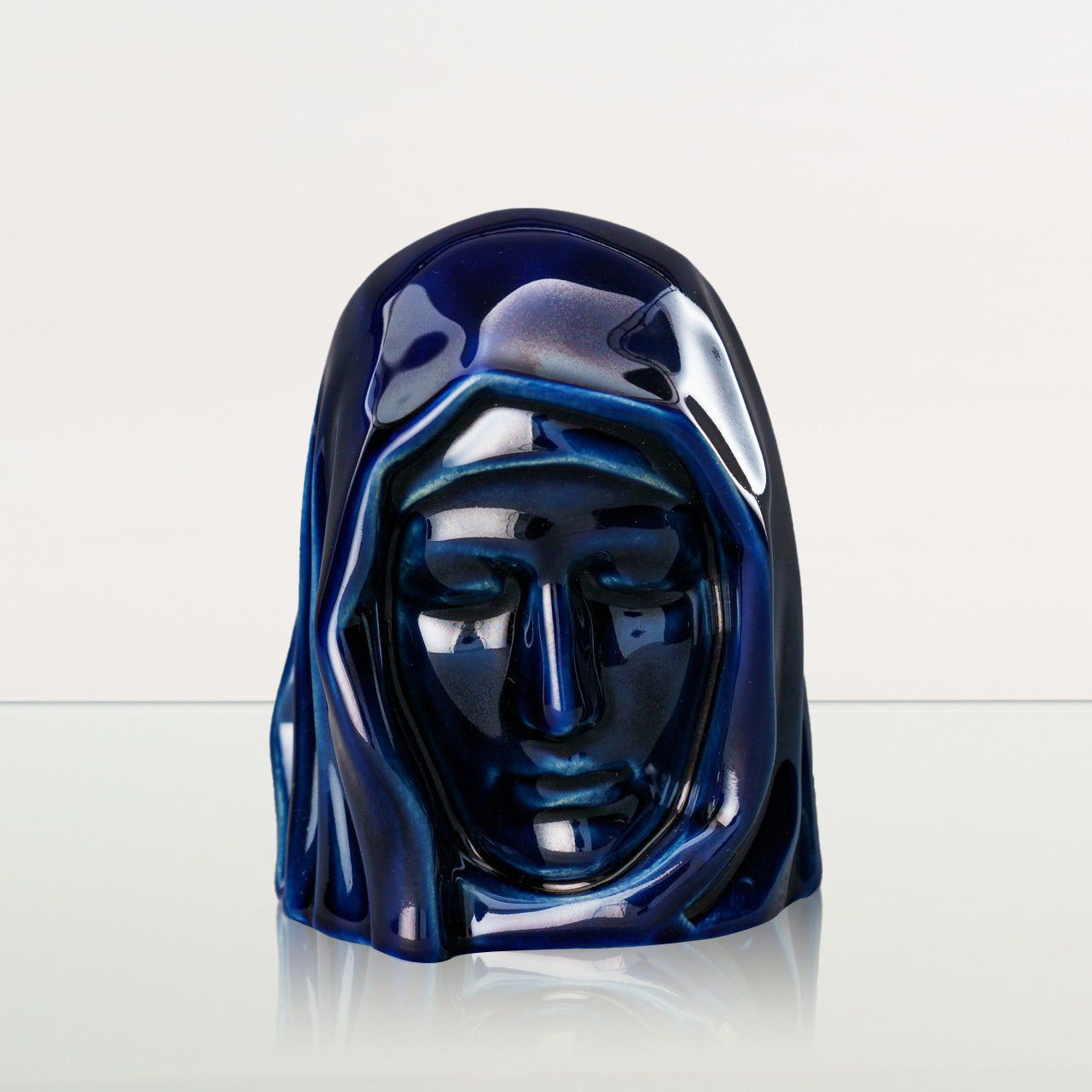 Handmade Mini Keepsake Urn "The Holy Mother" - Cobalt Metallic | Ceramic Mini Urn - Pulvis Art Urns
