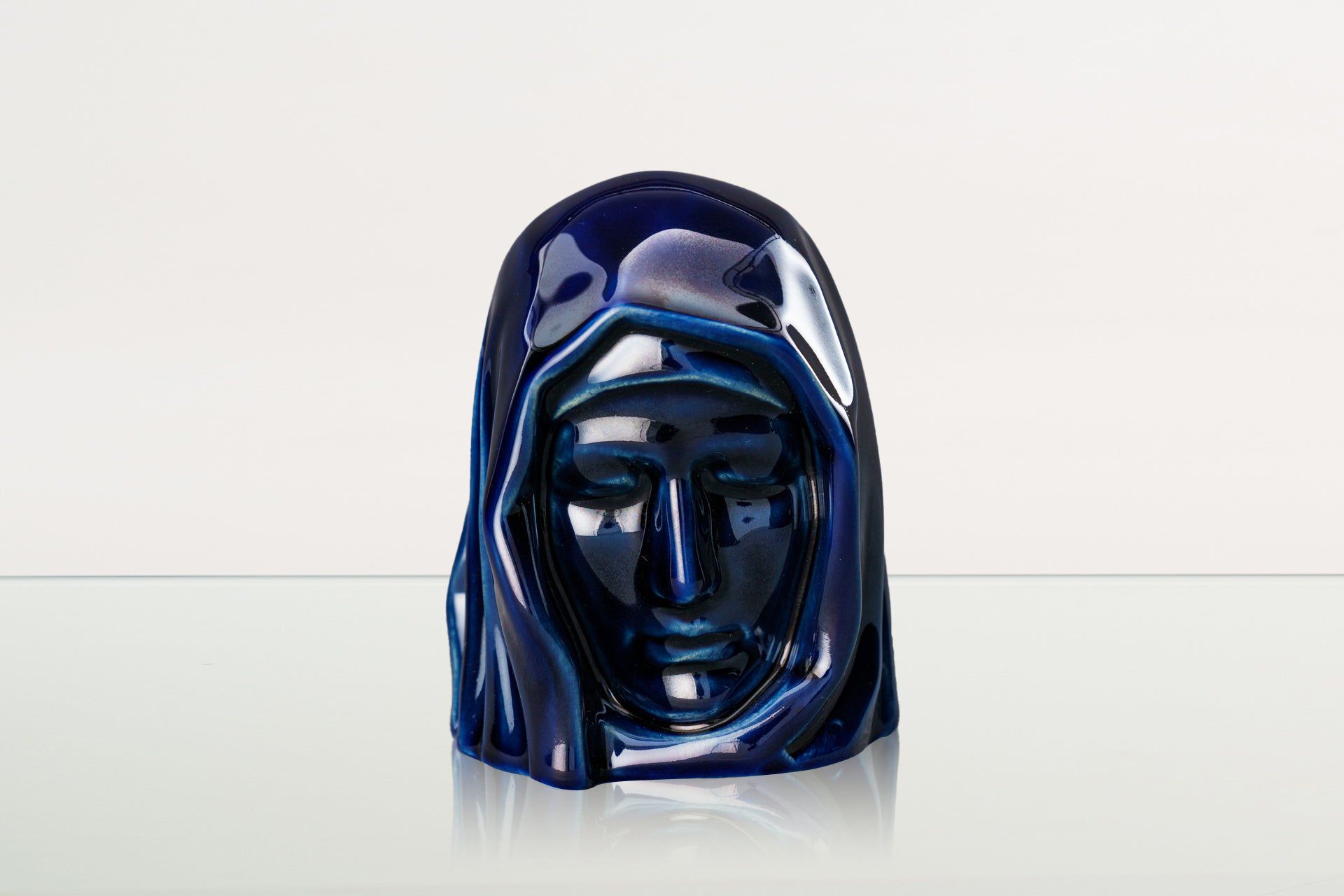 Handmade Mini Keepsake Urn "The Holy Mother" - Cobalt Metallic | Ceramic Mini Urn - Pulvis Art Urns